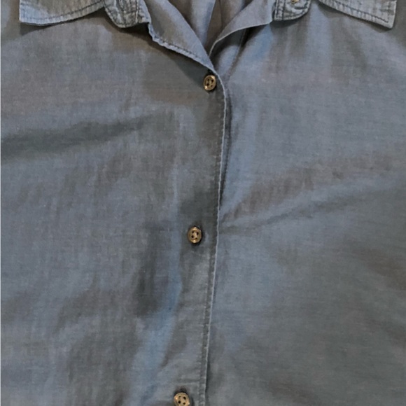 Gap Blue Silk Button Down Shirt with Oil Stain Men's Medium, Preowned - Picture 7 of 7